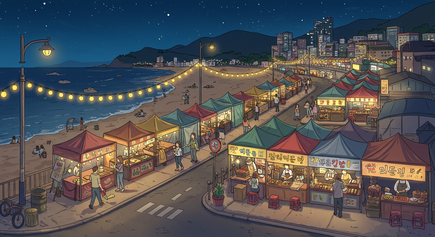 부산 밤을 즐기는 다양한 거리 풍경