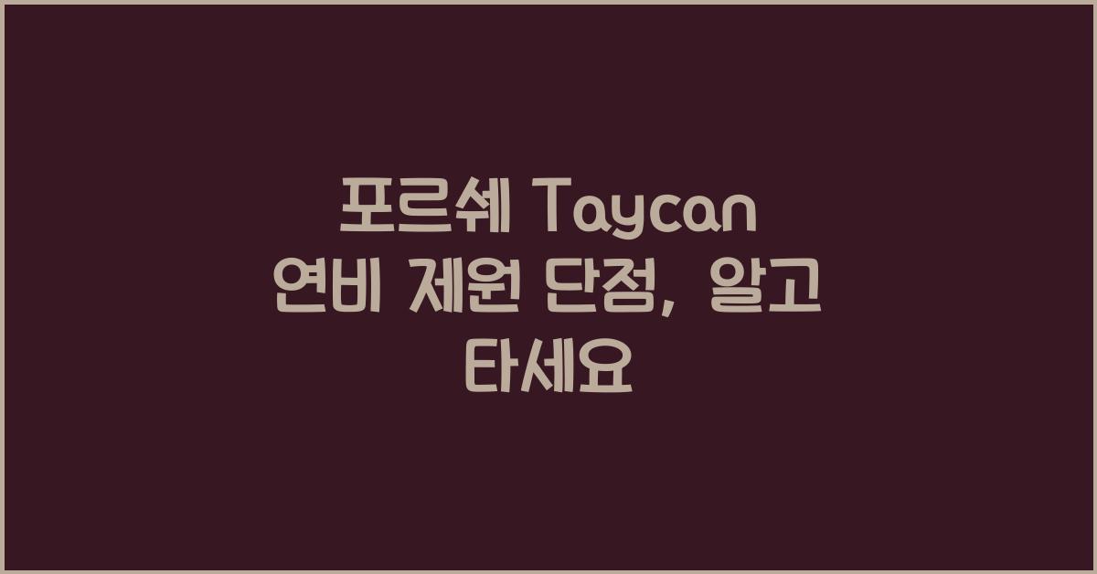 포르쉐 Taycan 연비 제원 단점