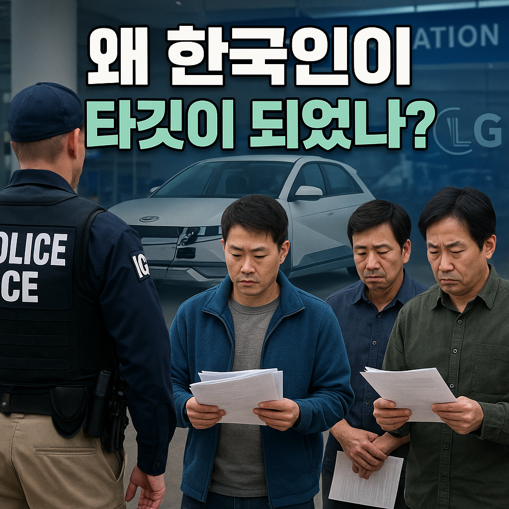 미국 공항 단속 앞에 선 한국인 근로자들