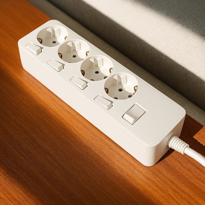 청소가 끝난 멀티탭을 건조시키는 모습