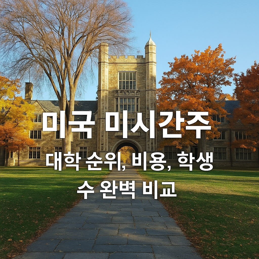 미국 대학 순위-미시간주 대학 순위, 비용, 학생 수 완벽 비교 이미지