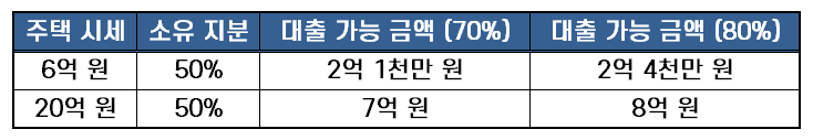 공동명의지분대출 한도