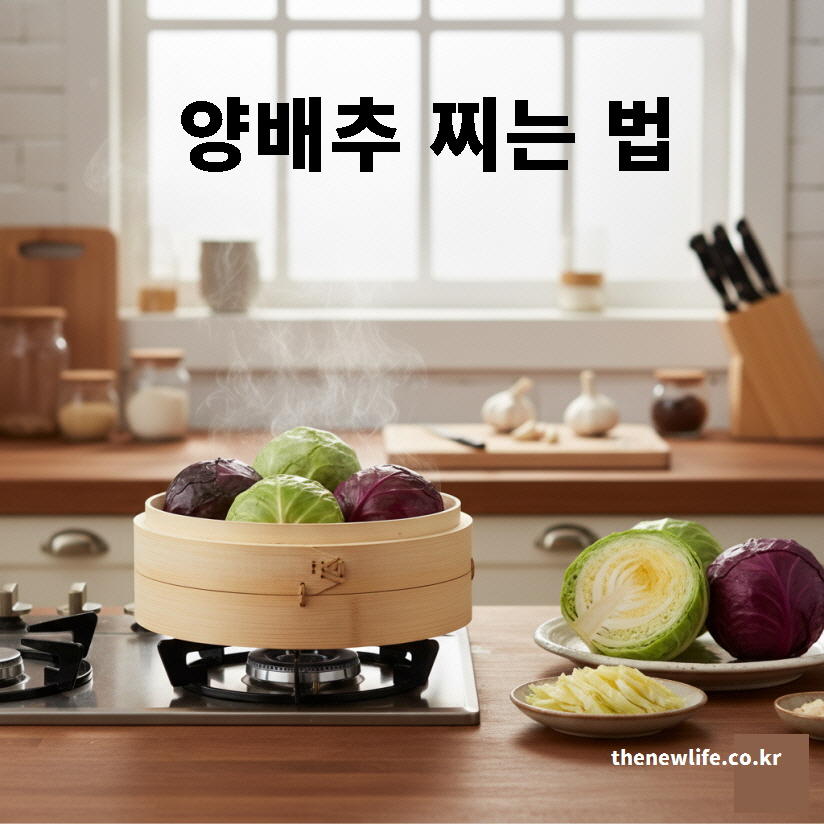 양배추 찌는 방법(법) – 찜기에서 양배추를 찌는 모습