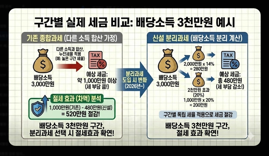 배당소득세 분리과세 [2026년 신설] 구간별 세율&middot;대상 기업 요건&middot;최대 30% 절세 전략