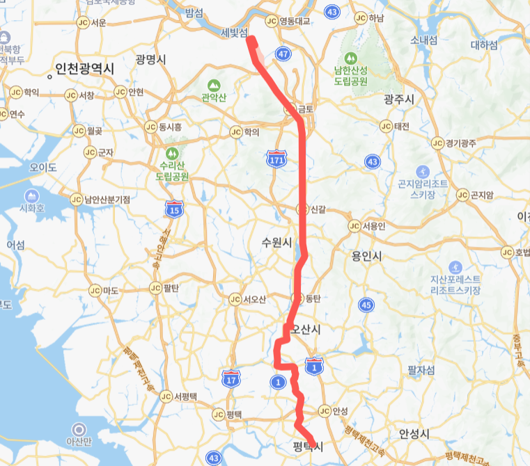 서울-평택-6600번-버스-노선-지도