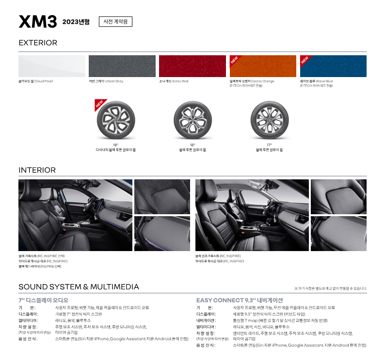 르노코리아 XM3 하이브리드 내장, 외장 휠 사진 르노코리아 홈페이지