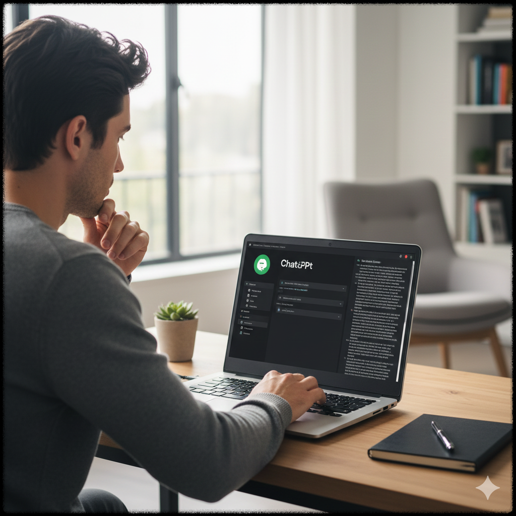 AI 도구를 활용해 블로그 글을 작성하는 모습