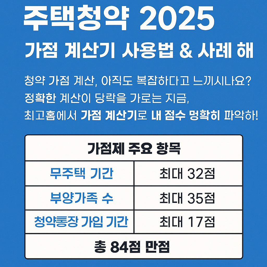 무주택자 주택청약 2025 가점 계산기 사용법 &amp; 사례 해설