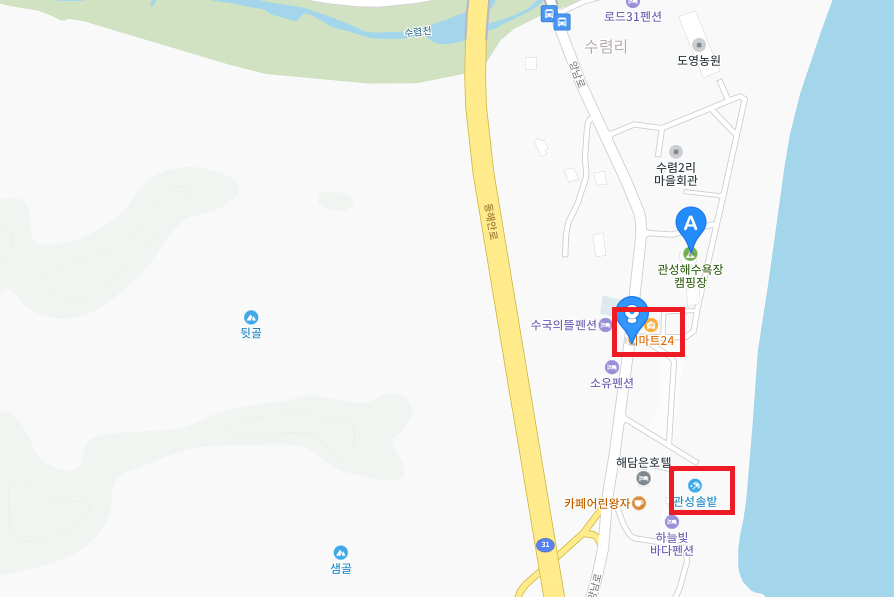 경남 노지차박 캠핑지 경주관성솔밭해변2