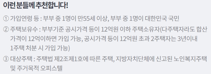 주택연금 실제 거주 요건 설명