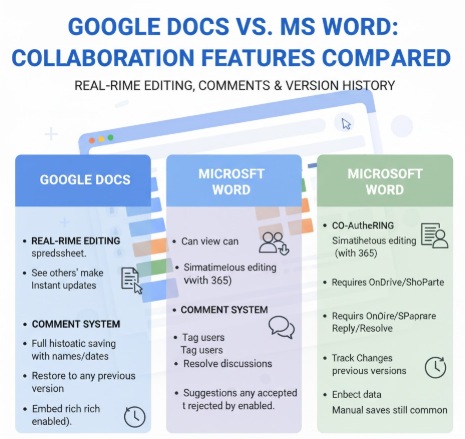 구글 문서와 MS 워드 협업 기능 비교 이미지