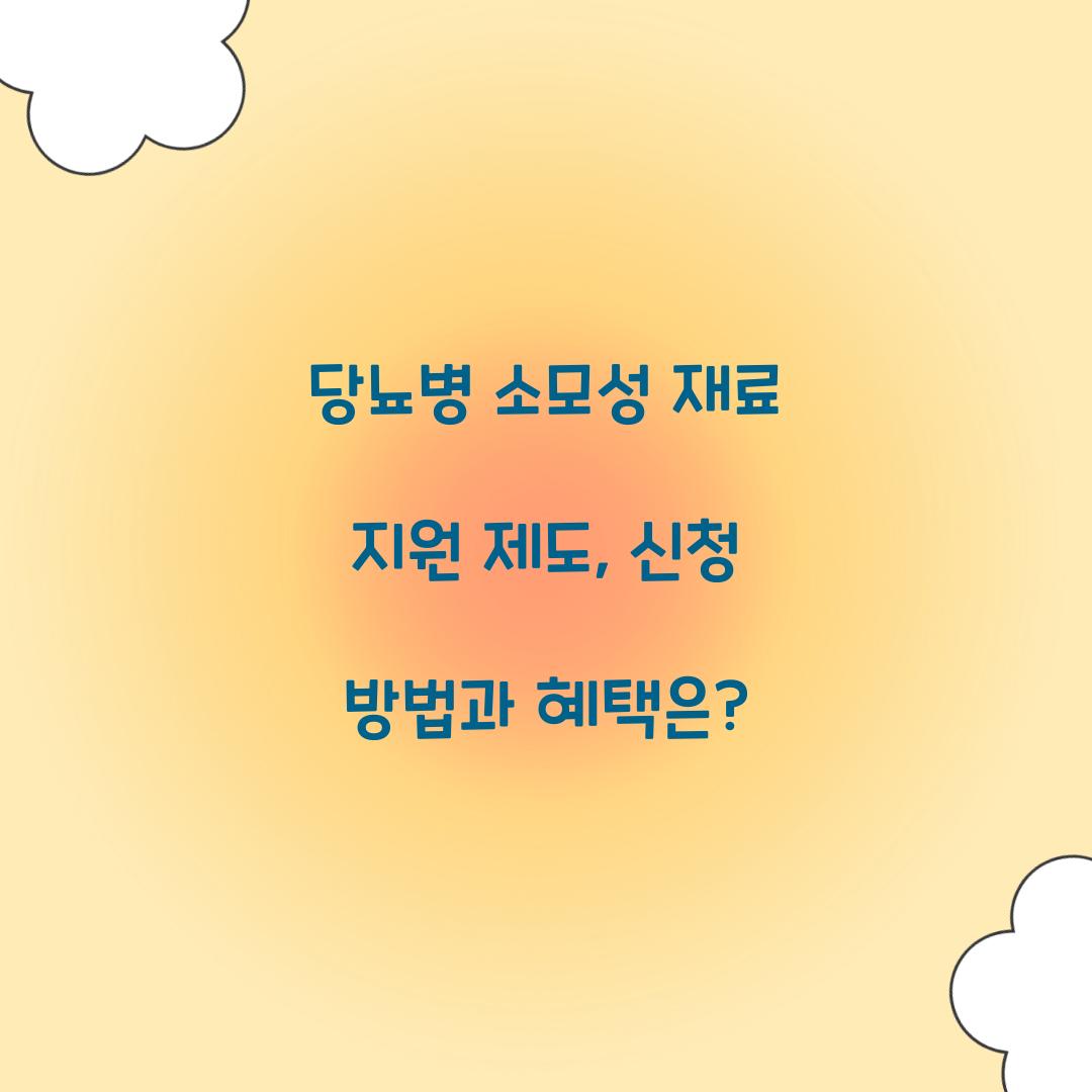 당뇨병 소모성 재료 지원 제도