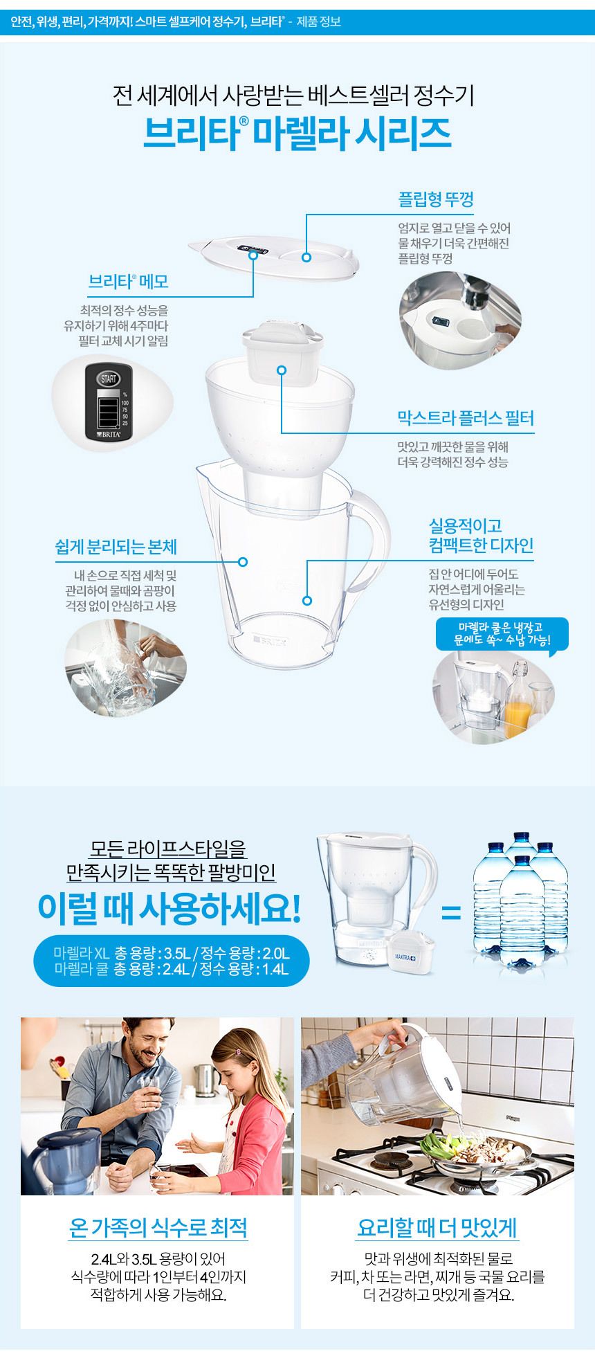 정수 주전자 고르는법 용량 비교 2.4L 3.5L