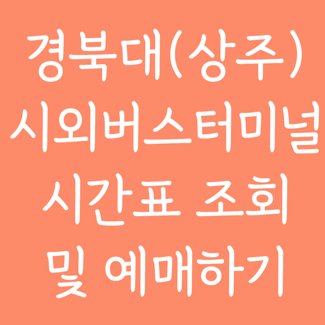 경북대 상주 시외버스터미널 시간표 조회 및 예매하기