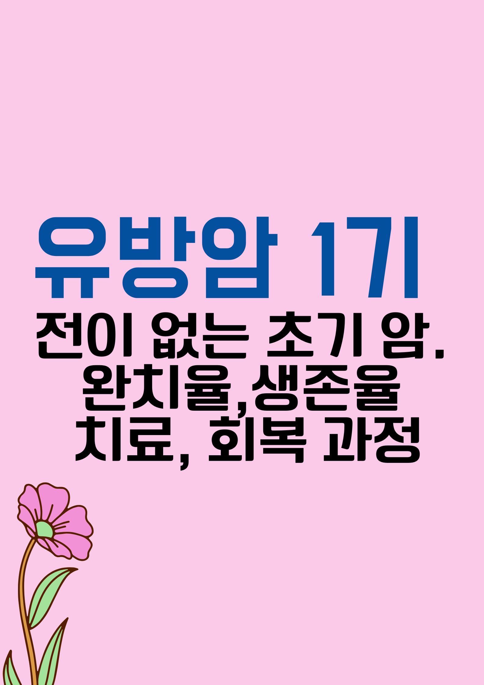 유방암 1기 (전이 없는 초기 암. 완치율, 생존율 높이는 치료법과 회복 과정)