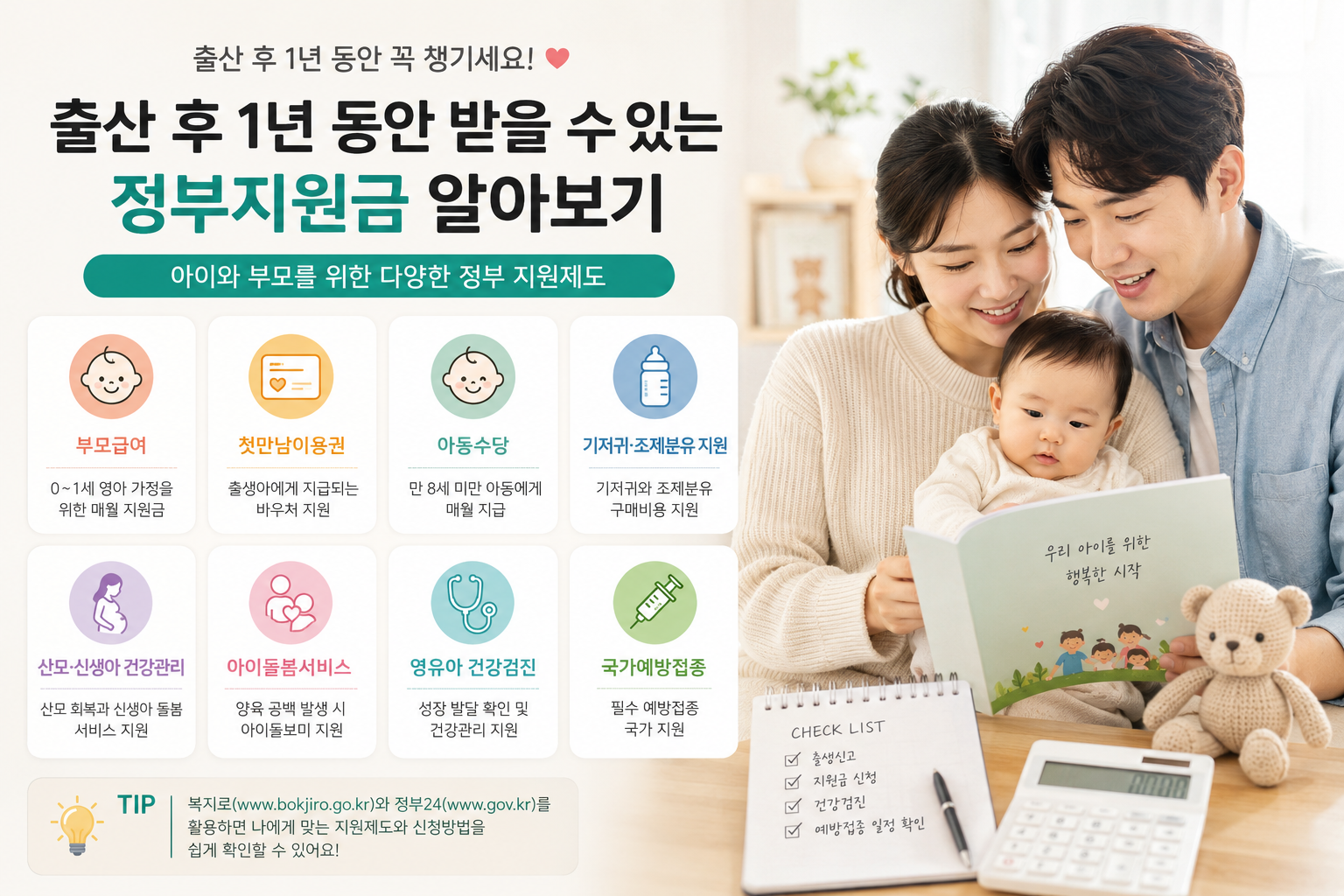 출산 후 1년 동안 받을 수 있는 정부지원금 알아보기