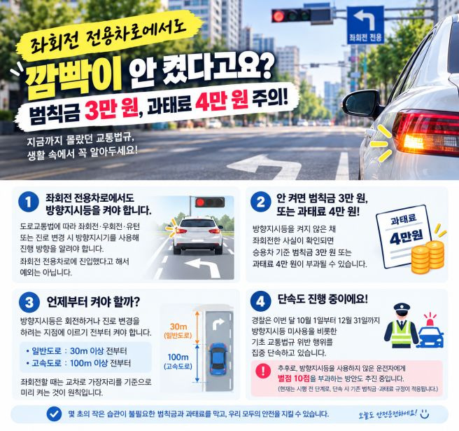 좌회전 깜빡이 방향지시등 범칙금