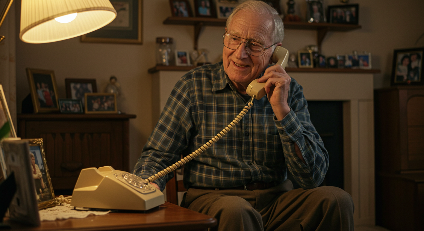 집에서 전화로 대형폐기물 배출 신청하는 어르신