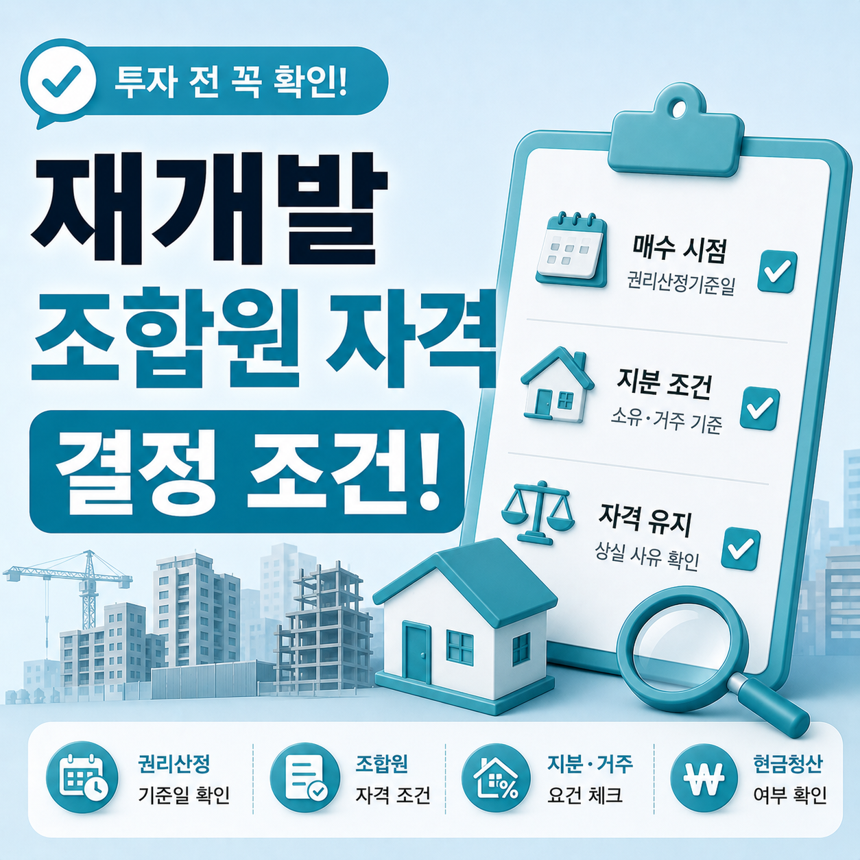 재개발 조합원 자격이 달라지는 매수 시점과 조건 설명 이미지