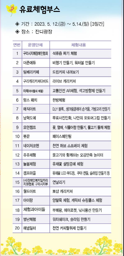 2023.구리 유채꽃축제.유채꽃 한강예술제.유채꽃 개화현황.주차