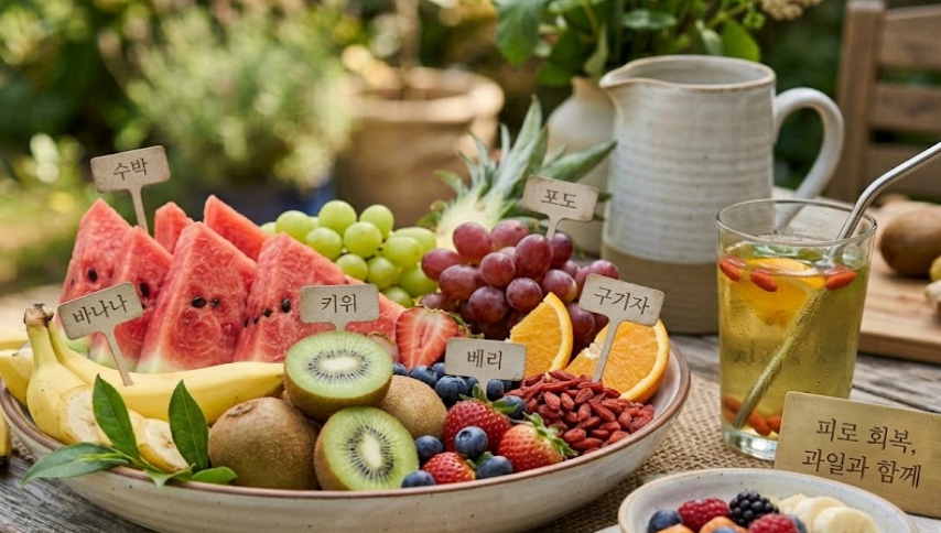 피로 회복에 도움이 되는 과일을 표현한 이미지