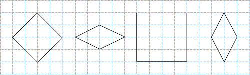 모눈종이에 그린 여러가지 마름모