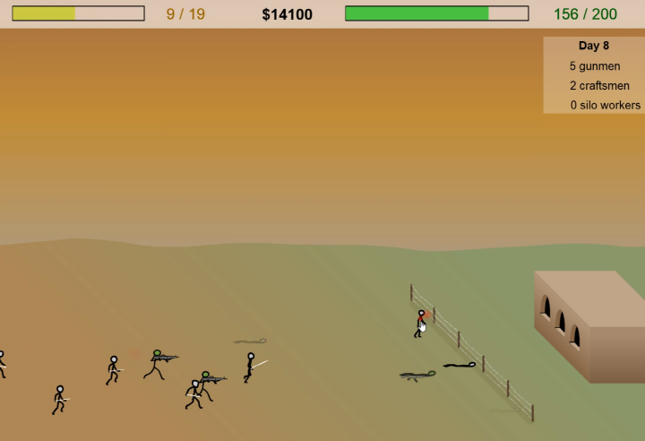 벙커를-방어하기-위해-스틱맨을-처치하는-화면