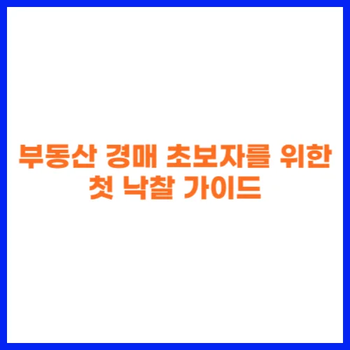 부동산 경매 초보자를 위한 첫 낙찰 가이드