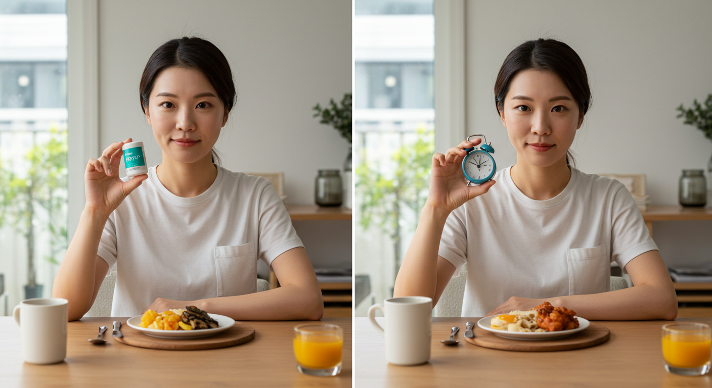 아침과 저녁 유산균 복용 시간 비교