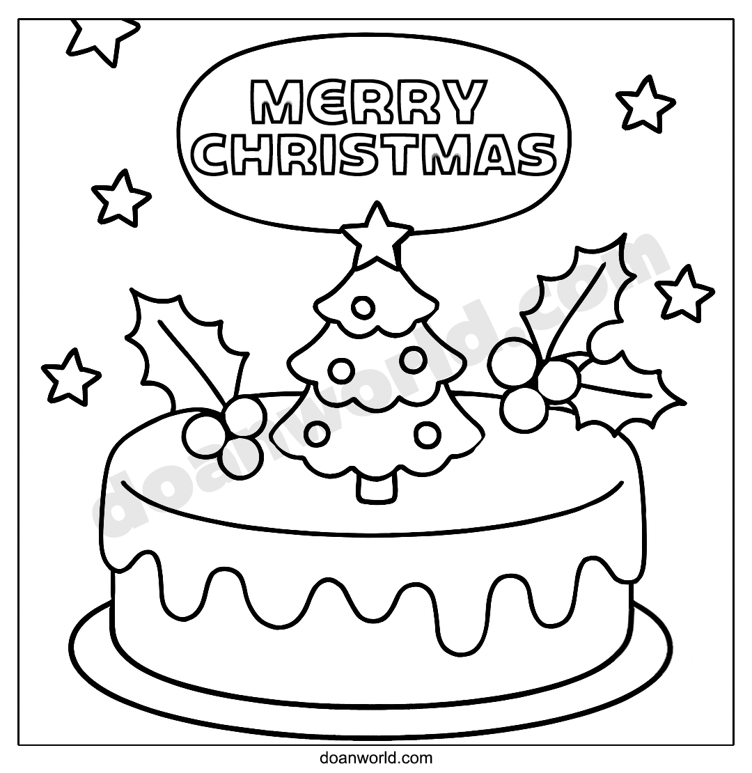 크리스마스 케이크 색칠공부 도안