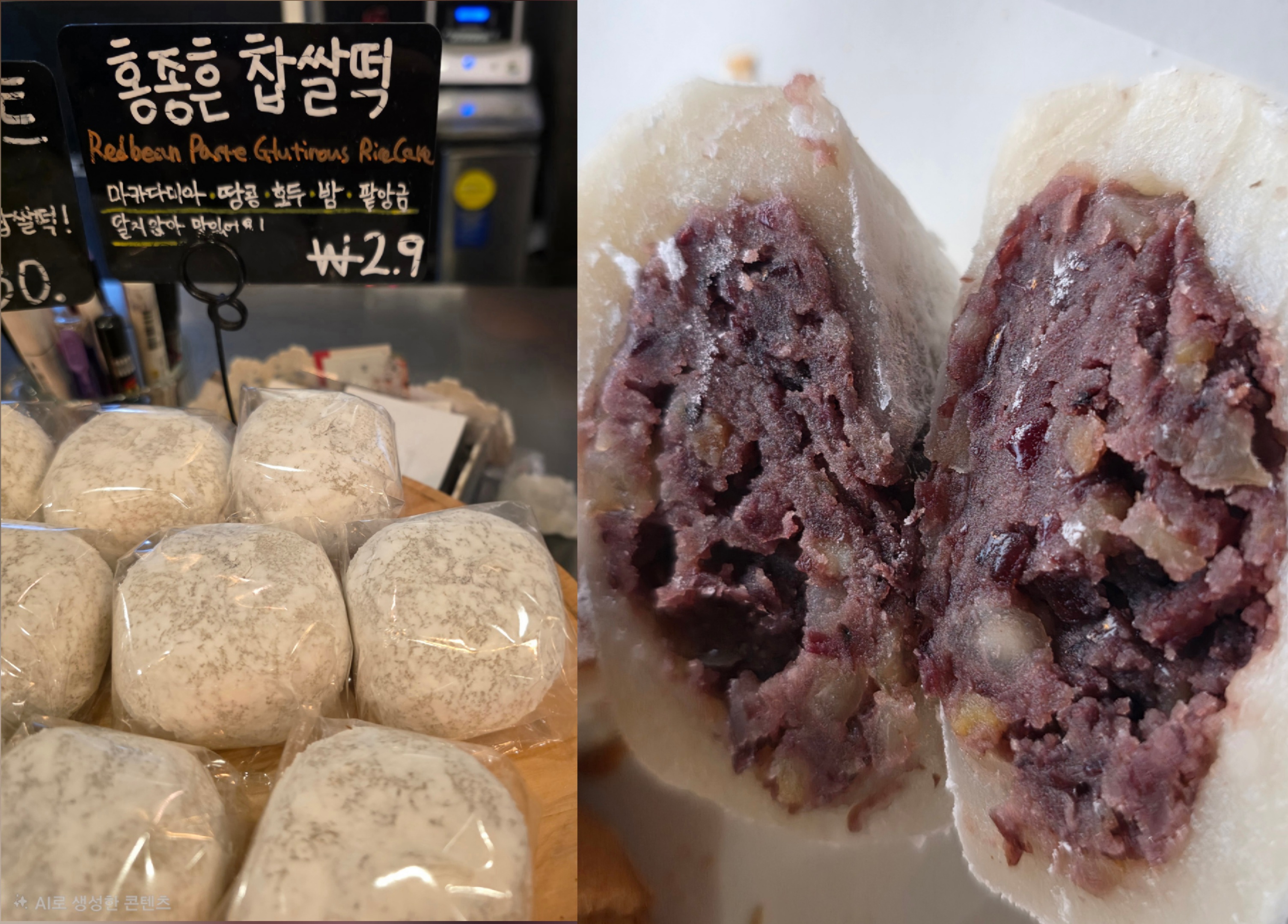 과천 빵공원 홍종흔 찹쌀떡 팥앙금 단면