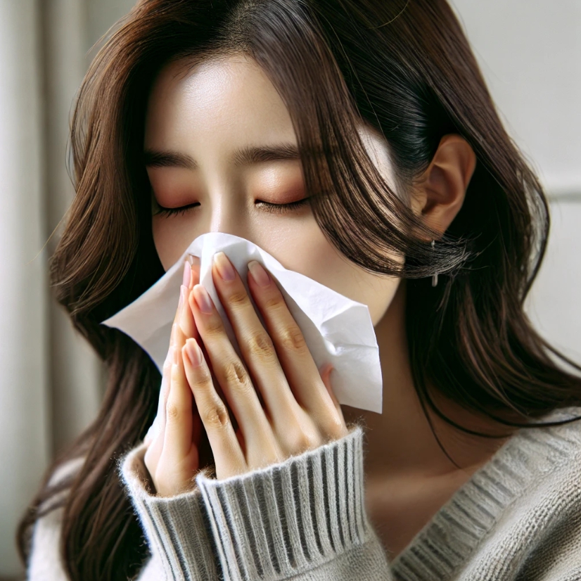 재채기를 하는 모습