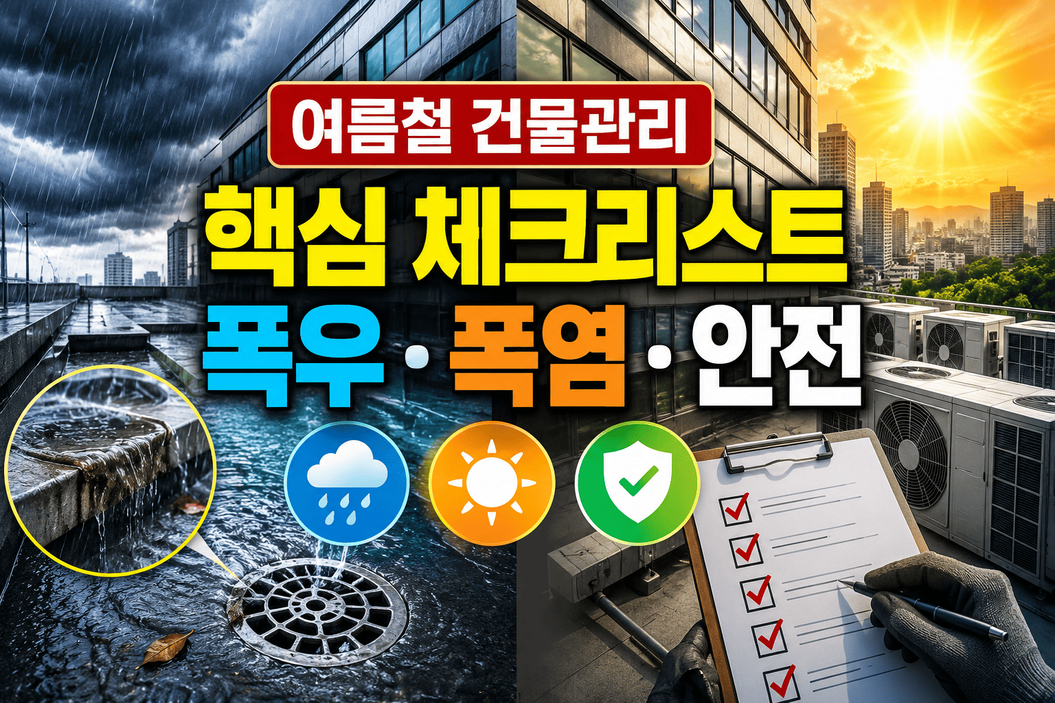 여름철 건물관리 핵심 체크리스트(폭우, 폭염, 안전)