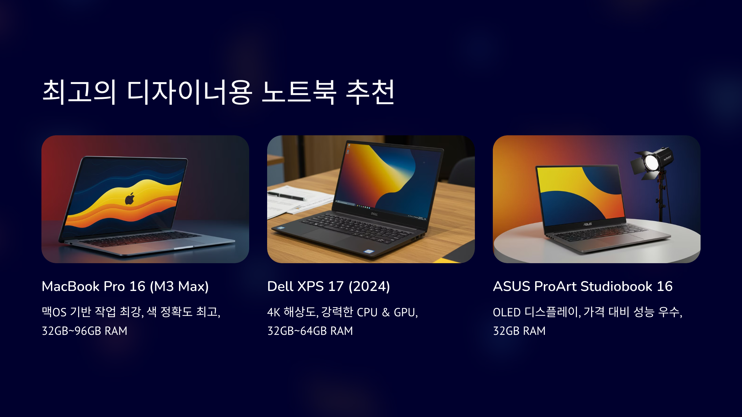디자이너를 위한 최고의 노트북 추천