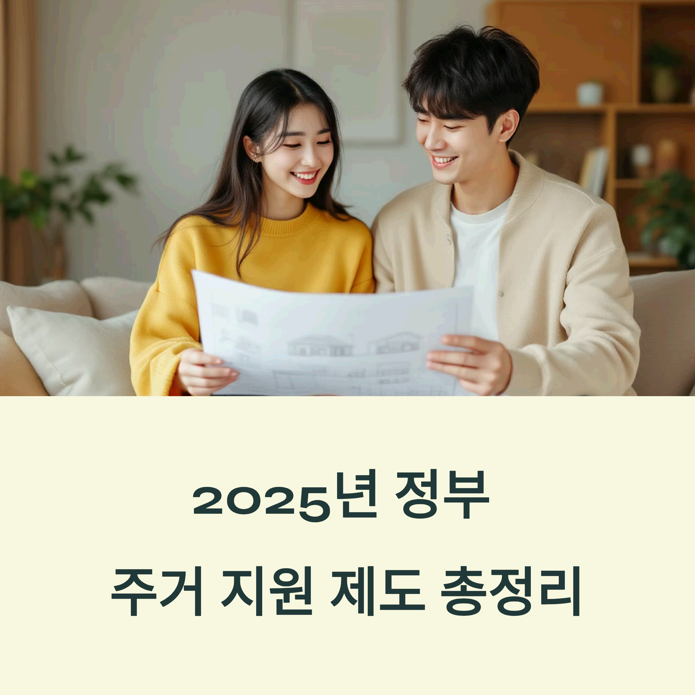 young Korean couple in modern Seoul apartment looking