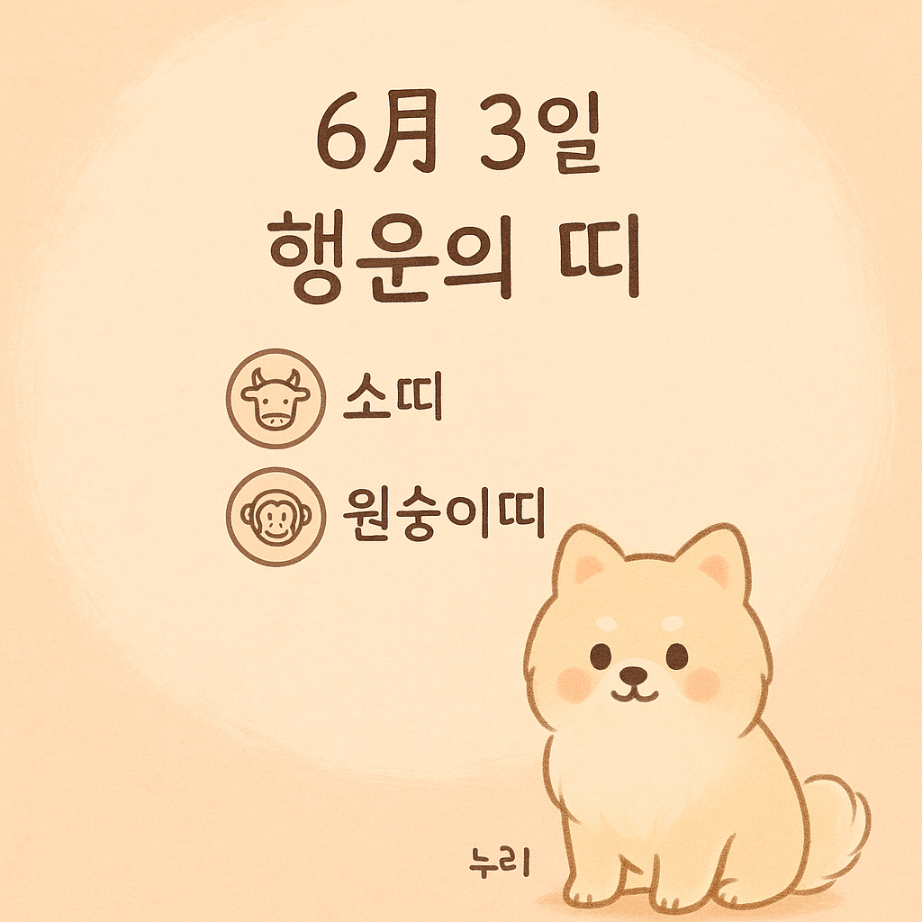 #오늘의운세#6월3일#소띠#원숭이띠