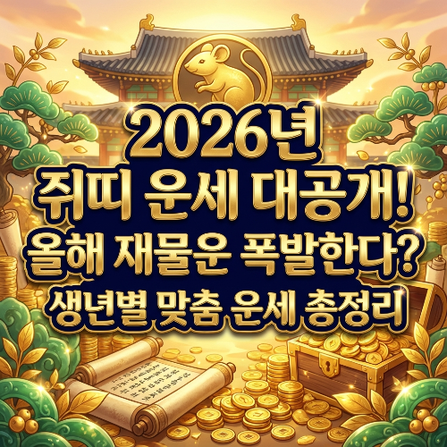2026년 쥐띠 운세 대공개! 올해 재물운 폭발한다 생년별 맞춤 운세 총정리