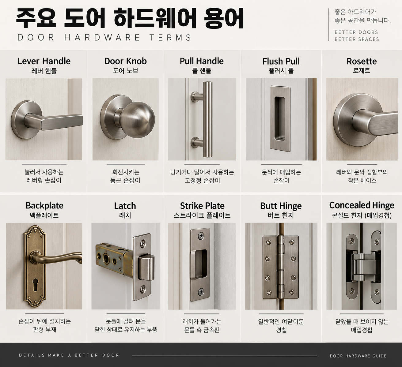 주요 도어 하드웨어 용어