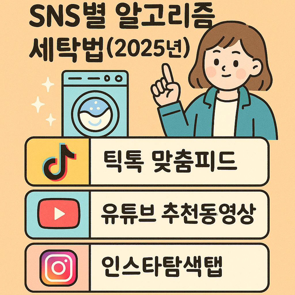 sns 알고리즘 세탁법을 설명하는 소녀