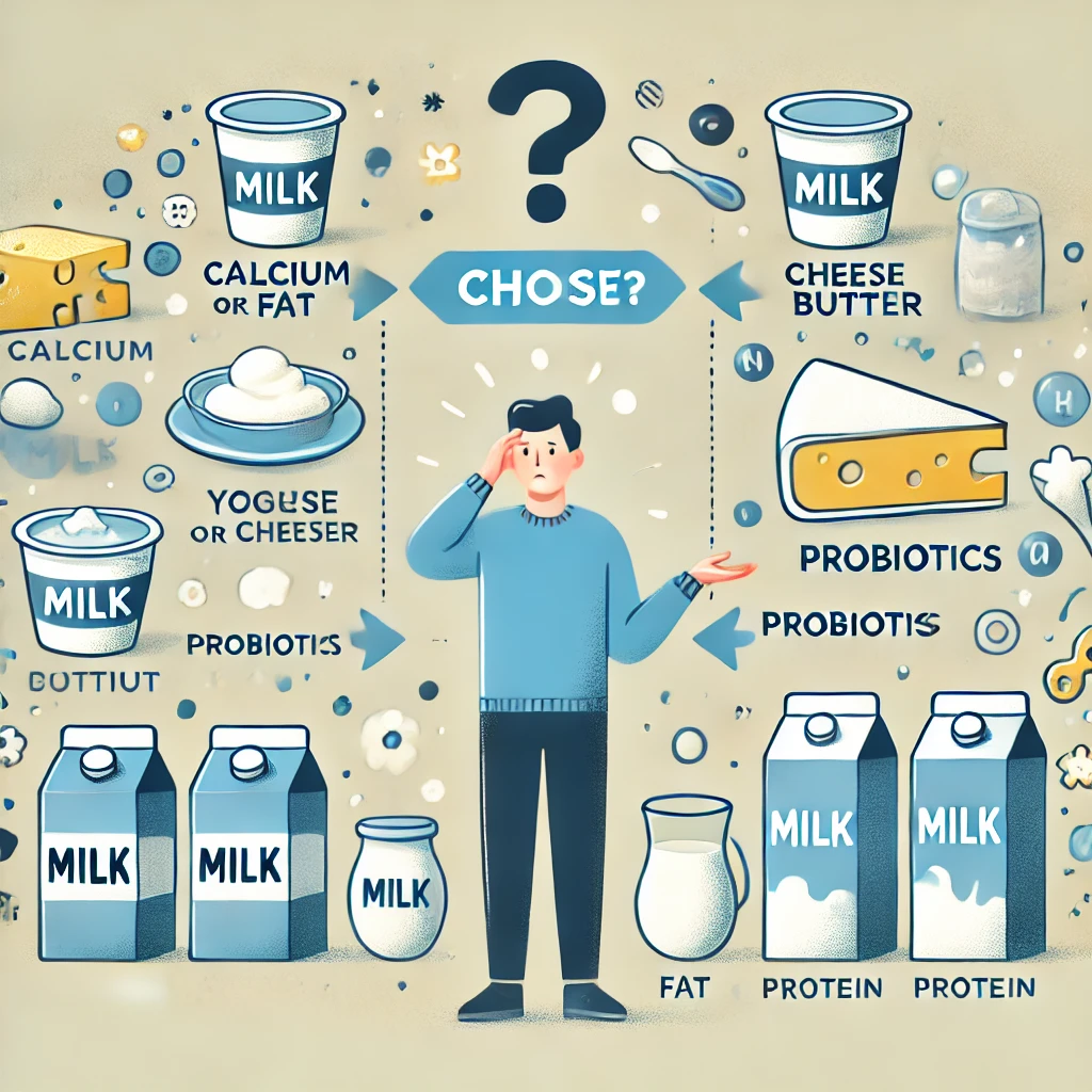 우유와 유제품을 비교하는 이미지
