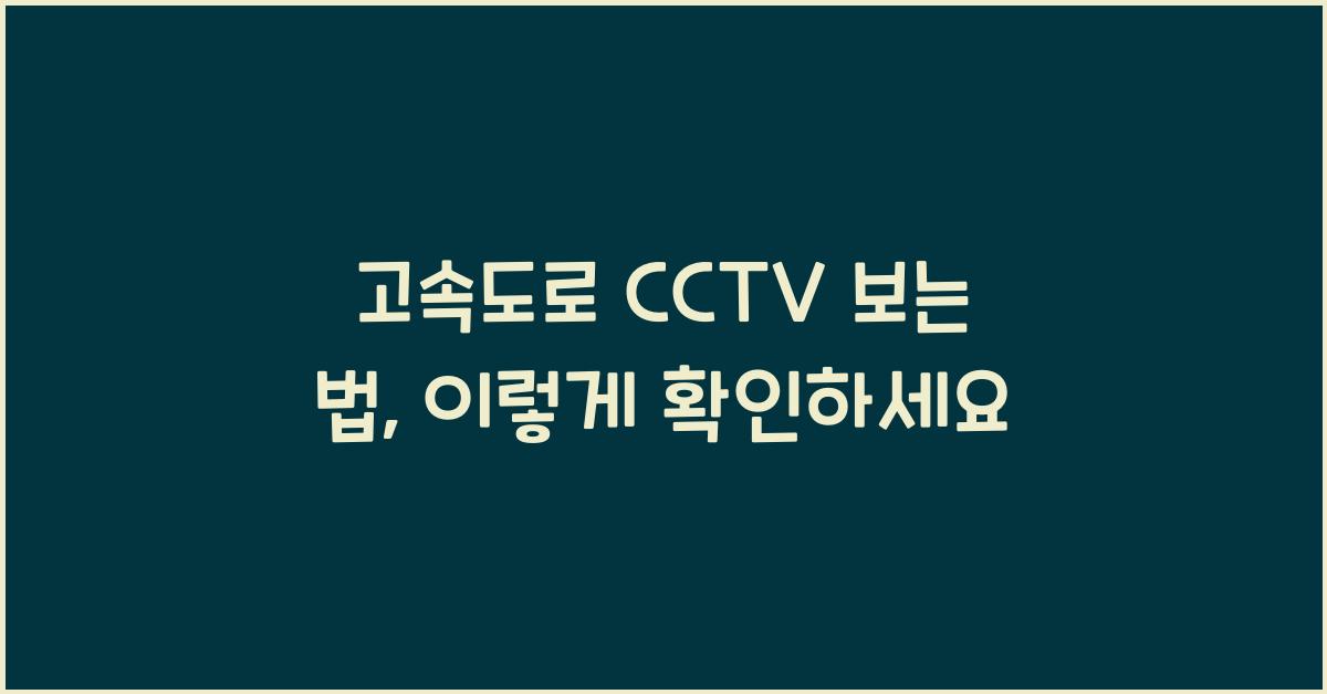 고속도로 cctv 보는 법