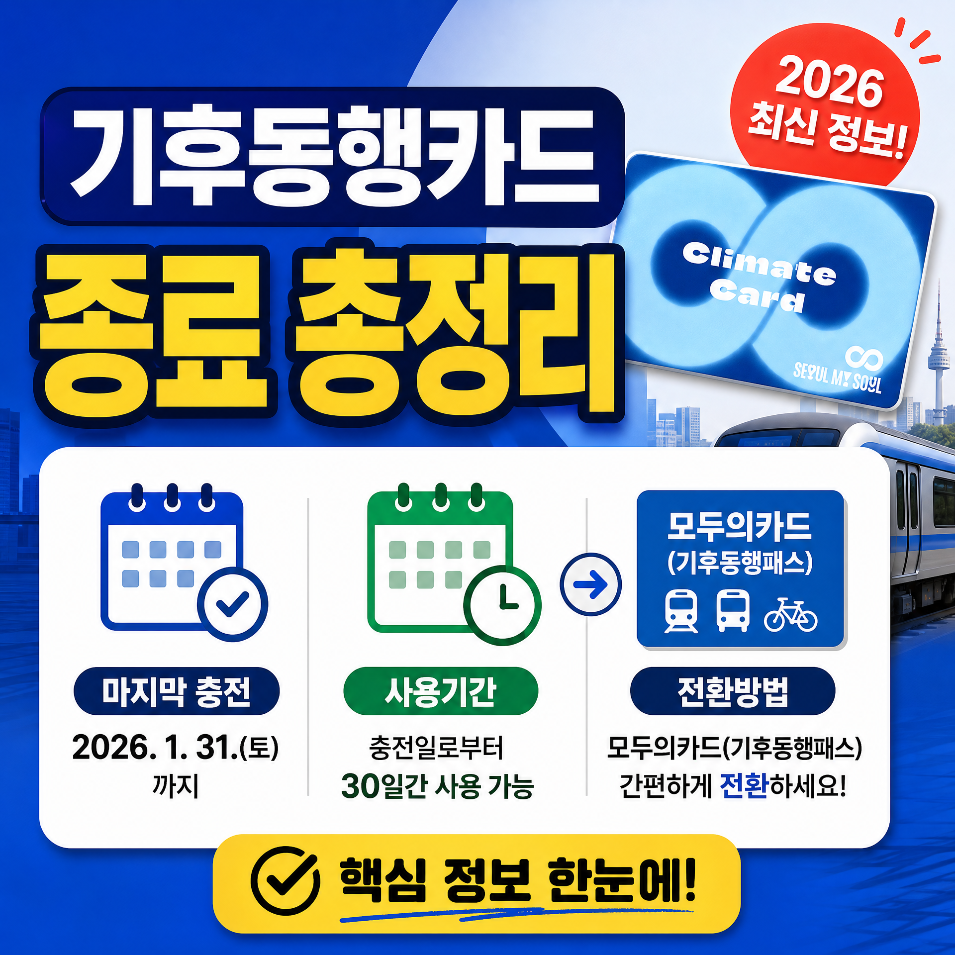 기후동행카드 종료 총정리, 마지막 충전&middot;사용기간 및 모두의카드(기후동행패스) 전환방법 (2026)