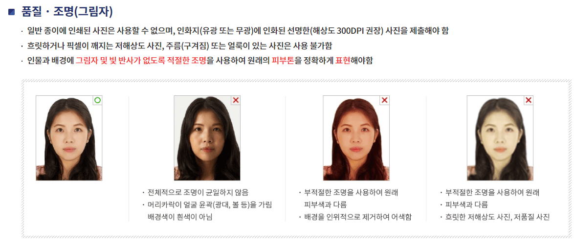 여권사진규격품질조명