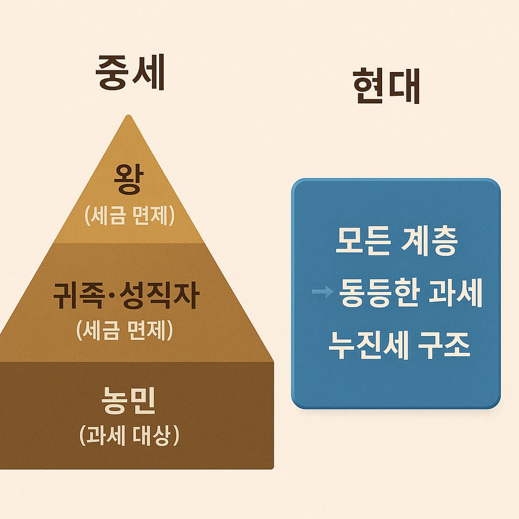 중세 유럽봉건사회 세금면제와 현대 조세형평성 비교 이미지