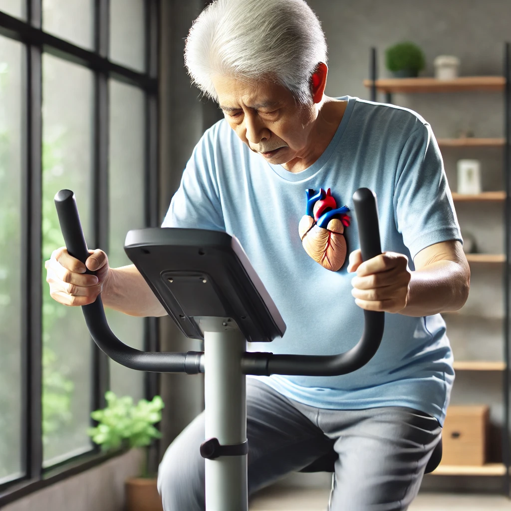 실내 자전거 운동을 하는 모습