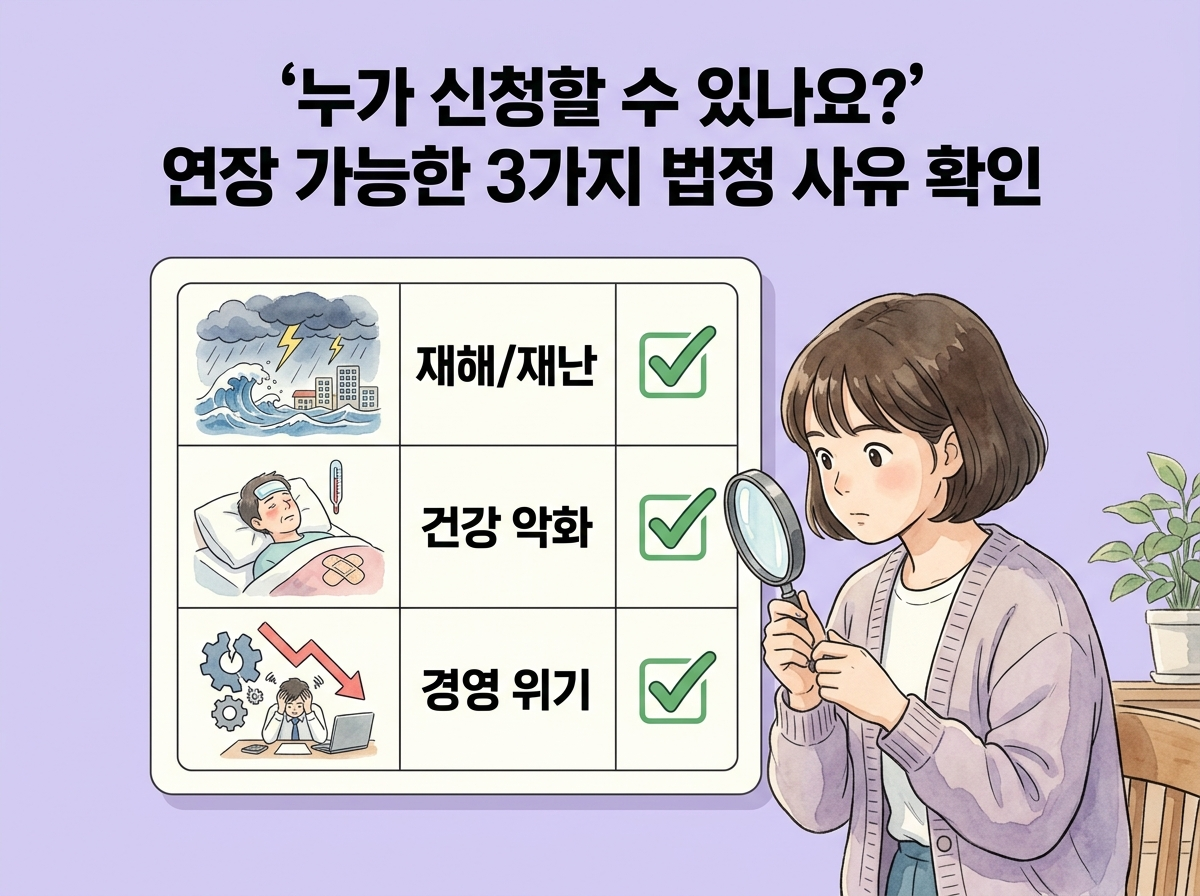 종합소득세 연장 신청 대상자 자격 기준 법정 사유 비교표