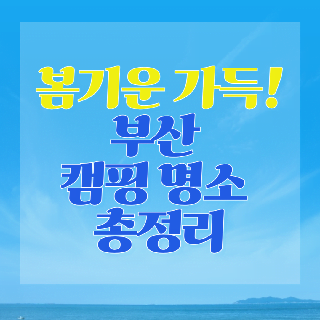 부산 봄 캠핑 & 피크닉 추천 명소 총정리!