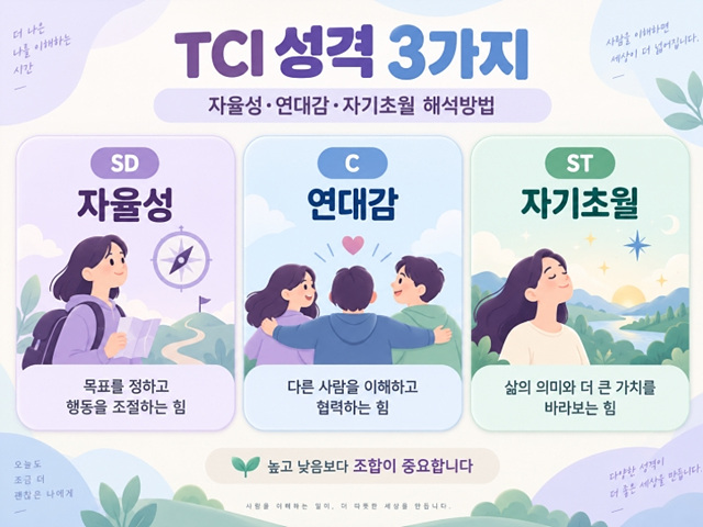 TCI 성격 3가지｜자율성&middot;연대감&middot;자기초월 해석방법