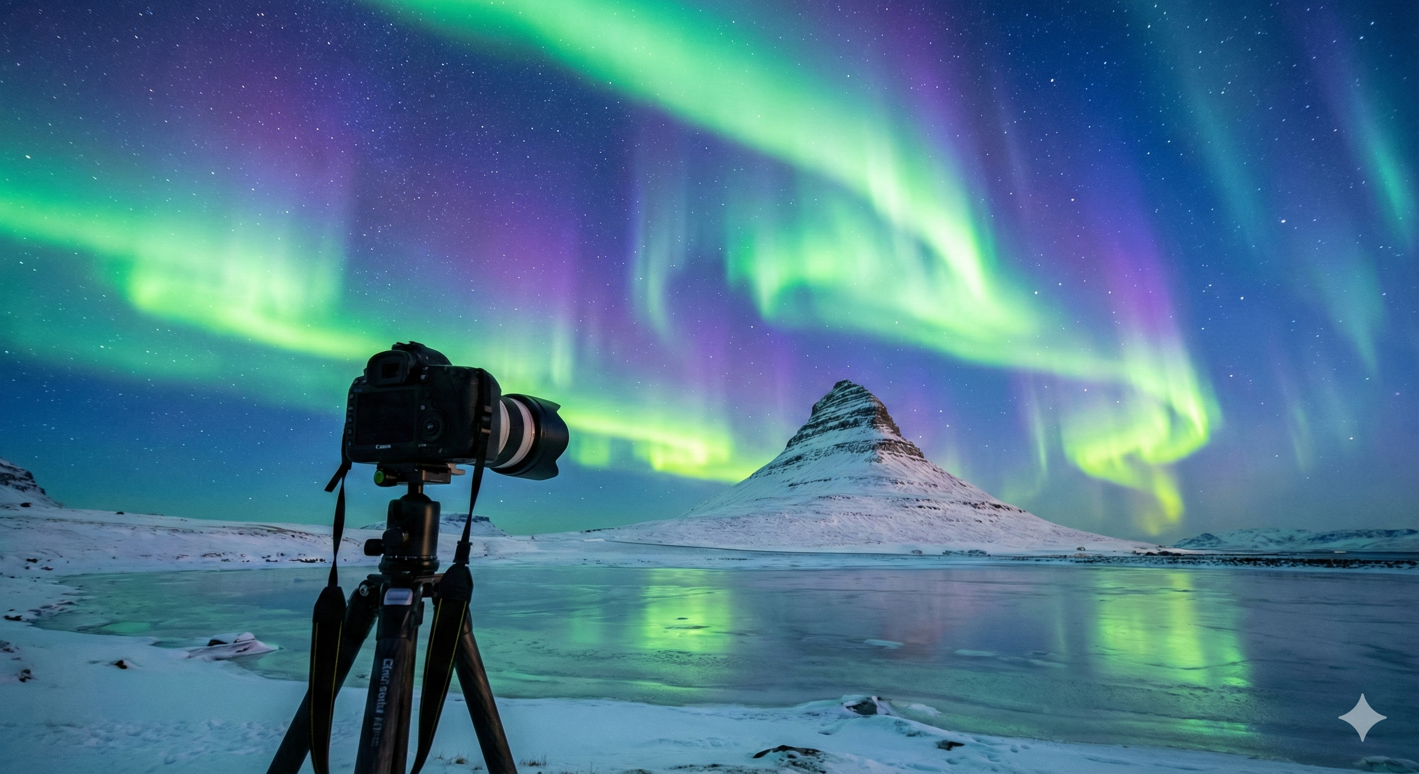 삼각대와 장노출 촬영을 활용해 담아낸 아이슬란드의 경이로운 밤하늘 오로라.