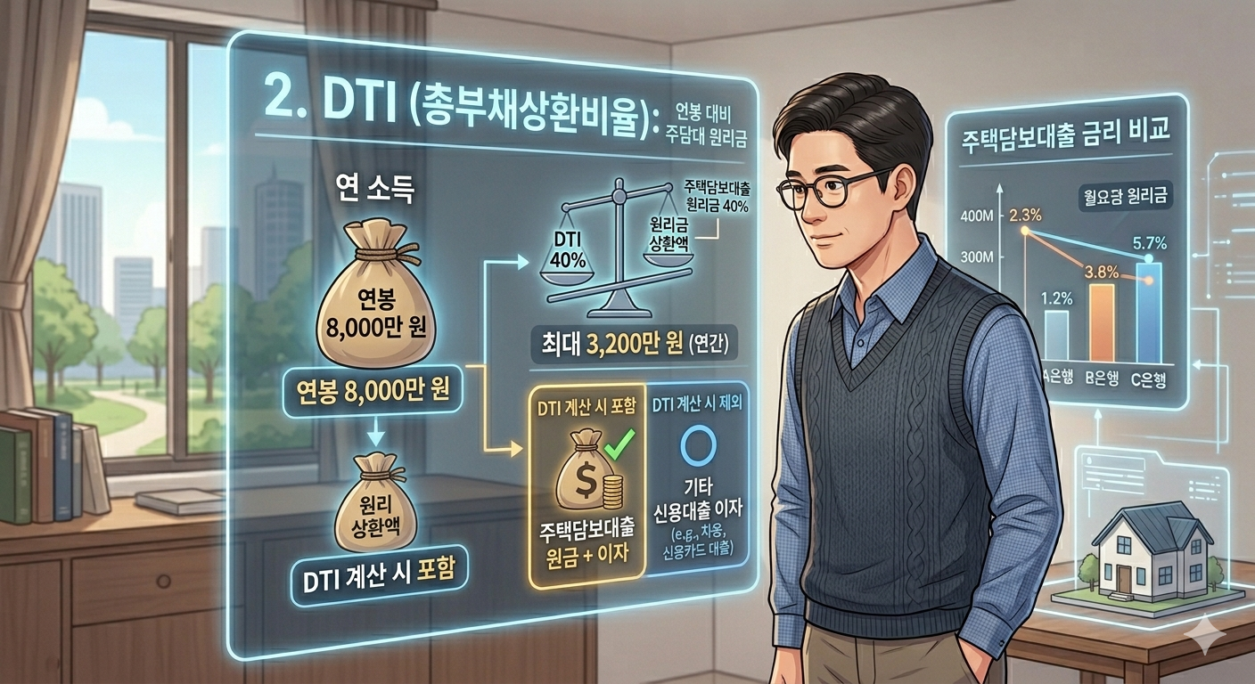 DTI (총부채상환비율): "연봉 대비 주담대 원리금이 적당한가?